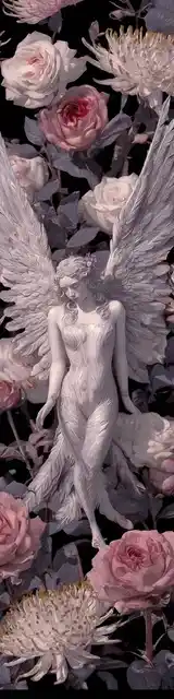 Free angel bookmark featuring a walking angel statue